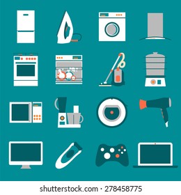 Set  modern flat design icons of home appliances.