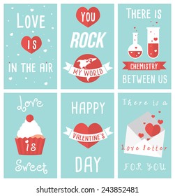 Set of modern flat design illustrations of Valentines day greeting cards 
