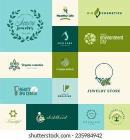 Set of modern flat design nature and beauty icons