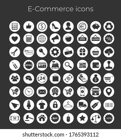 Conjunto de diseño moderno plano de compras en línea e iconos de comercio electrónico para diseñadores gráficos y web. vector
