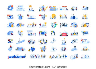 Set of modern flat design people icons. Vector illustration concepts of business, finance, marketing, technology, teamwork, management, e-commerce, web dewelopment and seo, business success and career