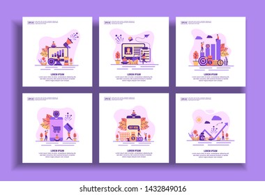 Set of modern flat design templates for Business, marketing, recruitment, profit, online hopping. Easy to edit and customize. Modern Vector illustration concepts for business