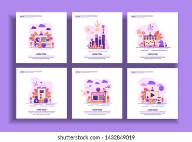 Set of modern flat design templates for Business, management, investment, marketing, payment, job hiring, multimedia. Easy to edit and customize. Modern Vector illustration concepts for business