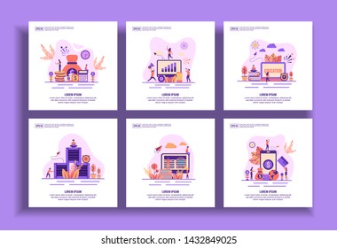 Set of modern flat design templates for Business, financial, marketing, education, distribution, e learning, payment. Easy to edit and customize. Modern Vector illustration concepts for business