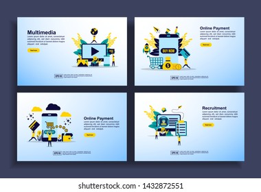 Set of modern flat design templates for Business, multimedia, online payment, recruitment. Easy to edit and customize. Modern Vector illustration concepts for business