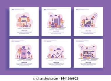 Set of modern flat design templates for Business, online shopping, financial, marketing strategy, mobile payment, profit, management. Easy to edit and customize