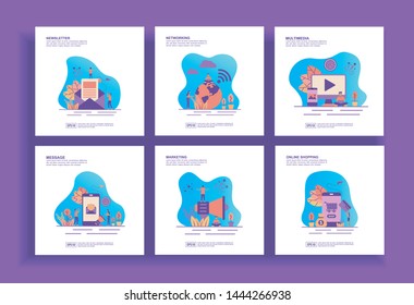 Set of modern flat design templates for Business, newsletter, networking, multimedia, message, marketing, online shopping. Easy to edit and customize. Modern Vector illustration concepts for business