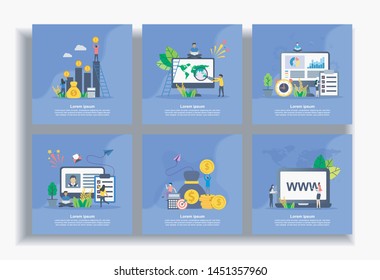 Set of modern flat design templates for Business, investment, searching, management, recruitment, financial, website. Easy to edit and customize. Modern Vector illustration concepts for business