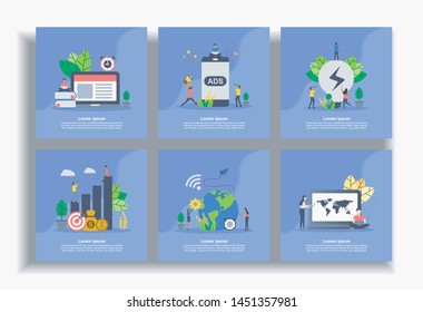 Set of modern flat design templates for Business, e learning, advertising, business idea, investment, networking, internet. Easy to edit and customize. Modern Vector illustration concepts for business