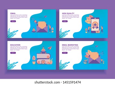 Set of modern flat design templates for Business, email, high quality, education, email marketing. Easy to edit and customize. Modern Vector illustration concepts for business