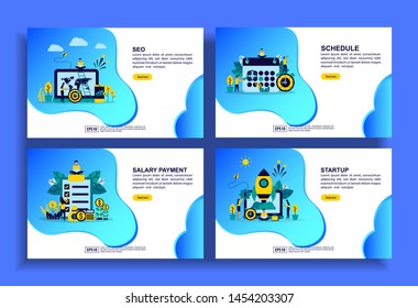 Set of modern flat design templates for Business, seo, schedule, salary payment, startup. Easy to edit and customize. Modern Vector illustration concepts for business