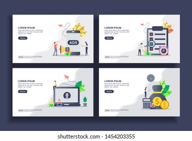 Set of modern flat design templates for Business, advertising, data analysis, user account, accounting. Easy to edit and customize. Modern Vector illustration concepts for business