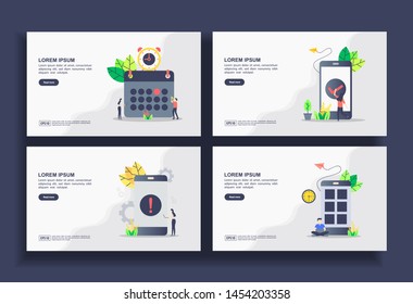 Set of modern flat design templates for Business, scheduling, application check, application error, app development. Easy to edit and customize. Modern Vector illustration concepts for business