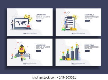 Set of modern flat design templates for Business, seo, management financial, startup, investment. Easy to edit and customize. Modern Vector illustration concepts for business
