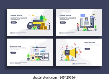 Set of modern flat design templates for Business, delivery service, job hiring, management, marketing. Easy to edit and customize. Modern Vector illustration concepts for business