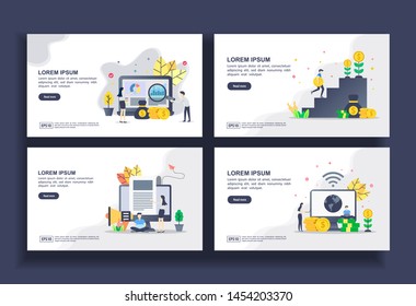 Set of modern flat design templates for Business, data analysis, investment, job hiring, strategy marketing. Easy to edit and customize. Modern Vector illustration concepts for business