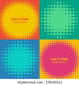 Set of Modern Flat Halftone Backgrounds, vector illustration 