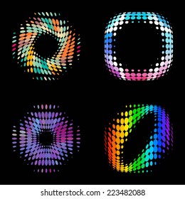 Set of Modern Flat Halftone Backgrounds, vector illustration