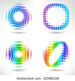 Set of Modern Flat Halftone Backgrounds, vector illustration