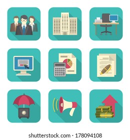 Set of modern flat icons suitable for theme of business costs