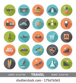 Set of modern flat icons. Travel.