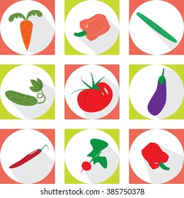 Set of the modern flat icons of vegetables. Collection for business and office items, web design objects, interface elements