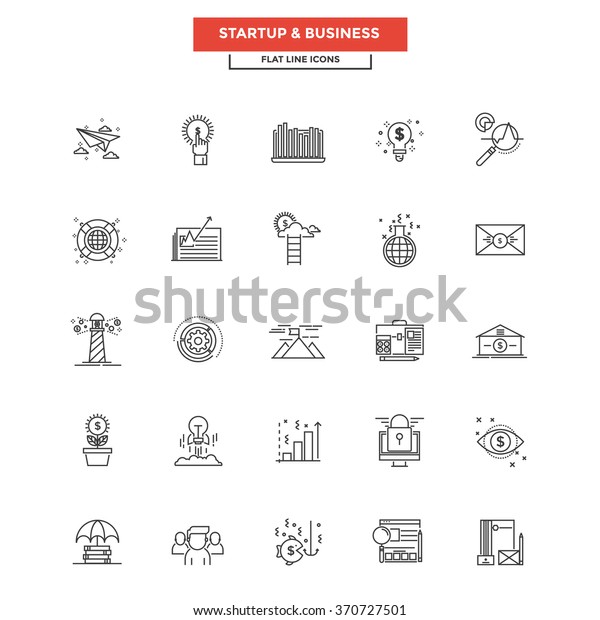 Set Modern Flat Line Icon Concept Stock Vector Royalty Free