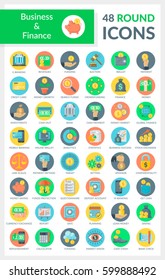 Set of modern flat round icons of business, finance, banking, internet banking, mobile banking. Vector