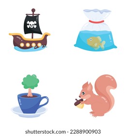 Set of Modern Flat Stickers 

