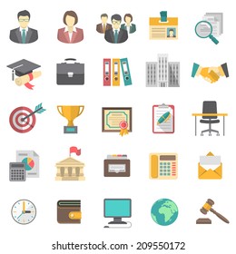 Set of modern flat vector icons suitable for business resume and the search of human resources for a company