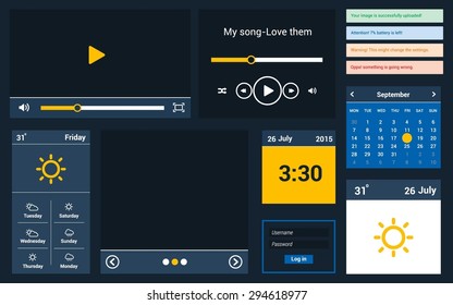 Set of modern flat web elements, icons and buttons for mobile app and web design.Eps 10 vector file.