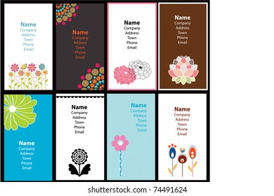 Set of modern floral business cards