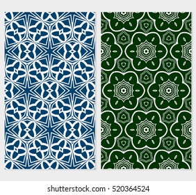 set of modern floral geometric ornament. seamless vector pattern. red, blue, green, black color