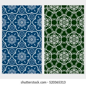 set of modern floral geometric ornament. seamless vector pattern. red, blue, green, black color