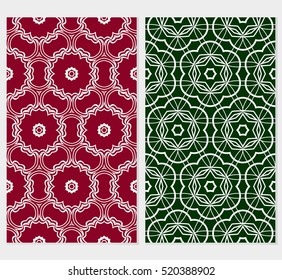 set of modern floral geometric ornament. seamless vector pattern. red, blue, green, black color