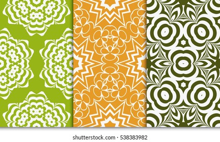 set of modern floral geometric ornament. Seamless vector illustration. For interior design, wallpaper set of modern floral geometric ornament. Seamless vector illustration. For interior design, wallpaper