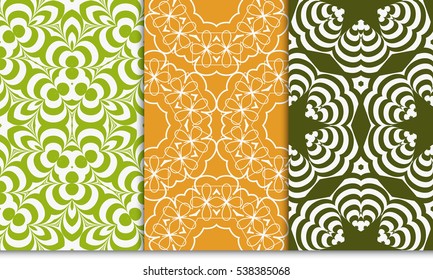set of modern floral geometric ornament. Seamless vector illustration. For interior design, wallpaper