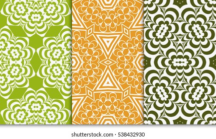 set of modern floral geometric ornament. Seamless vector illustration. For interior design, wallpaper