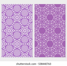 set of modern floral geometric ornament on color background. Seamless vector illustration. For interior design, wallpaper