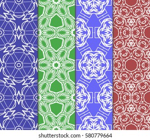 set of modern floral, geometric seamless pattern background. Luxury texture for wallpaper, invitation. Vector illustration.