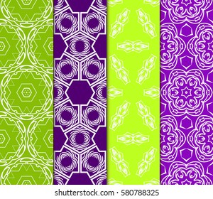 set of modern floral, geometric seamless pattern background. Luxury texture for wallpaper, invitation. Vector illustration.