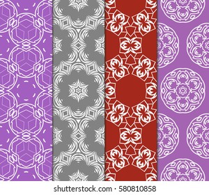 set of modern floral, geometric seamless pattern background. Luxury texture for wallpaper, invitation. Vector illustration.