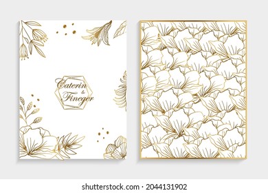 Set of modern floral luxury wedding invitation design or card templates for business