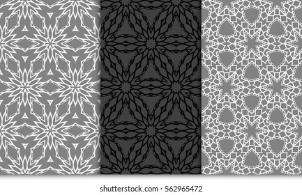 set of modern floral ornament. geometric vector illustration. for design, fabric, textile, invitation. grey color