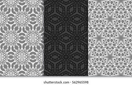 set of modern floral ornament. geometric vector illustration. for design, fabric, textile, invitation. grey color