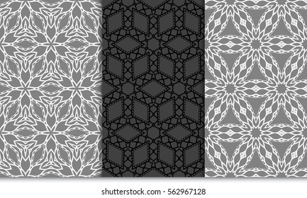 set of modern floral ornament. geometric vector illustration. for design, fabric, textile, invitation. grey color