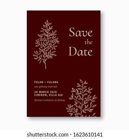 set modern floral outline hand drawn luxury wedding invitation design or card templates for wedding or fashion or greeting with tree plant flower texture elegant background bundle vector illustration