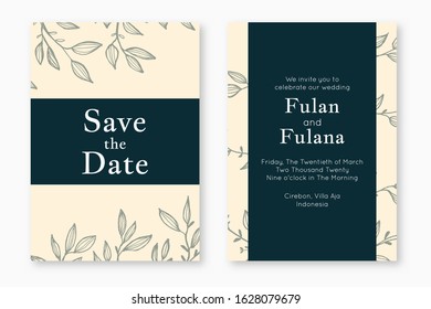 set modern floral outline hand drawn luxury wedding invitation design or card templates for wedding or fashion or greeting with tree plant flower texture elegant background bundle vector illustration