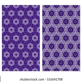 set of modern floral pattern of geometric ornament. Seamless vector illustration. for interior design, printing, wallpaper. purple color
