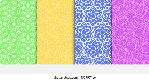 set of modern floral pattern of geometric ornament. Seamless vector illustration. for interior design, printing, wallpaper.